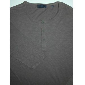 NWOT Toscano LS Grey Brown Cotton Henley Shirt